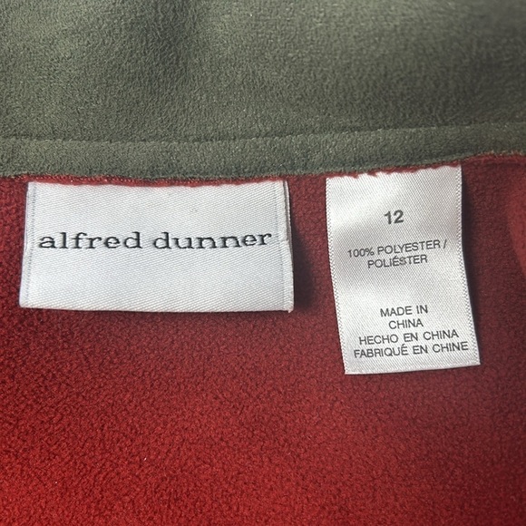 Alfred Dunner Olive with Rust Trim Faux Suede Fall Jacket Sz 12 - Picture 6 of 9